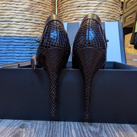 NIB (W6.5) - L.A.M.B Cho Snakeskin + Suede Platform Sandal - Picture 6 of 9